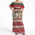 Aussie Sugar Glider Christmas Off Shoulder Maxi Dress Festive Knitted Pattern Inspired