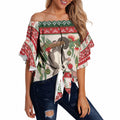 Aussie Sugar Glider Christmas Off Shoulder Wrap Waist Top Festive Knitted Pattern Inspired