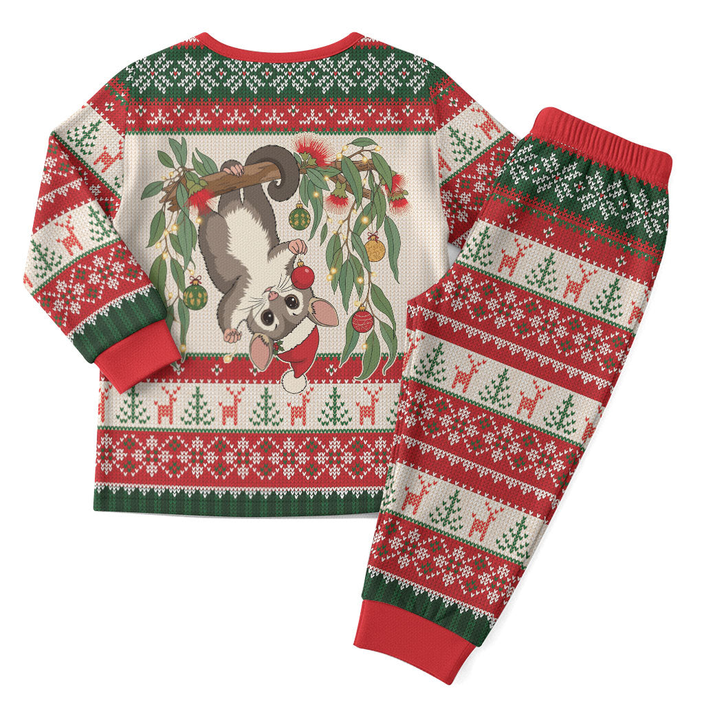 Aussie Sugar Glider Christmas Pajama Set Festive Knitted Pattern Inspired