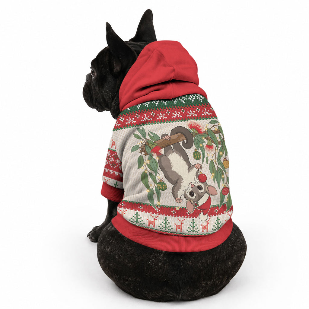 Aussie Sugar Glider Christmas Pet Hoodie Festive Knitted Pattern Inspired