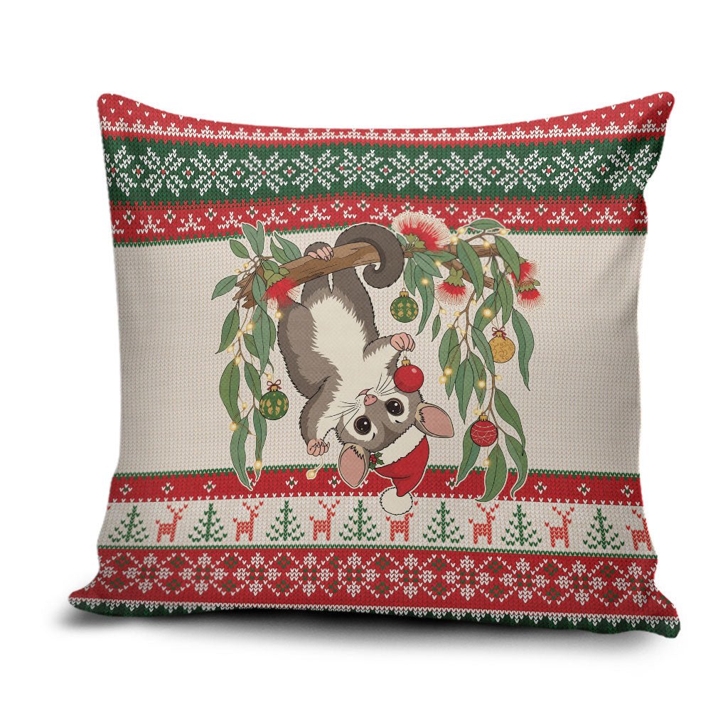 Aussie Sugar Glider Christmas Pillow Cover Festive Knitted Pattern Inspired