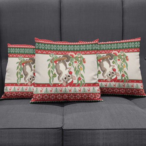 Aussie Sugar Glider Christmas Pillow Cover Festive Knitted Pattern Inspired