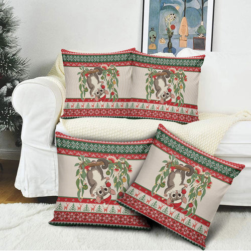 Aussie Sugar Glider Christmas Pillow Cover Festive Knitted Pattern Inspired