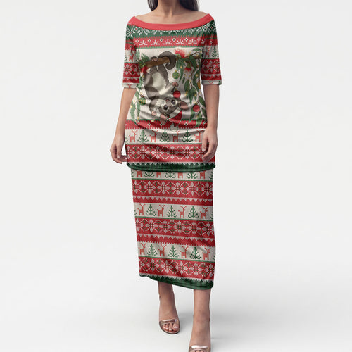 Aussie Sugar Glider Christmas Puletasi Festive Knitted Pattern Inspired