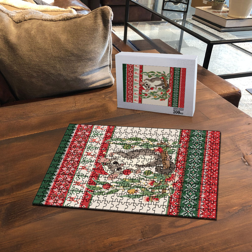 Aussie Sugar Glider Christmas Puzzle Festive Knitted Pattern Inspired