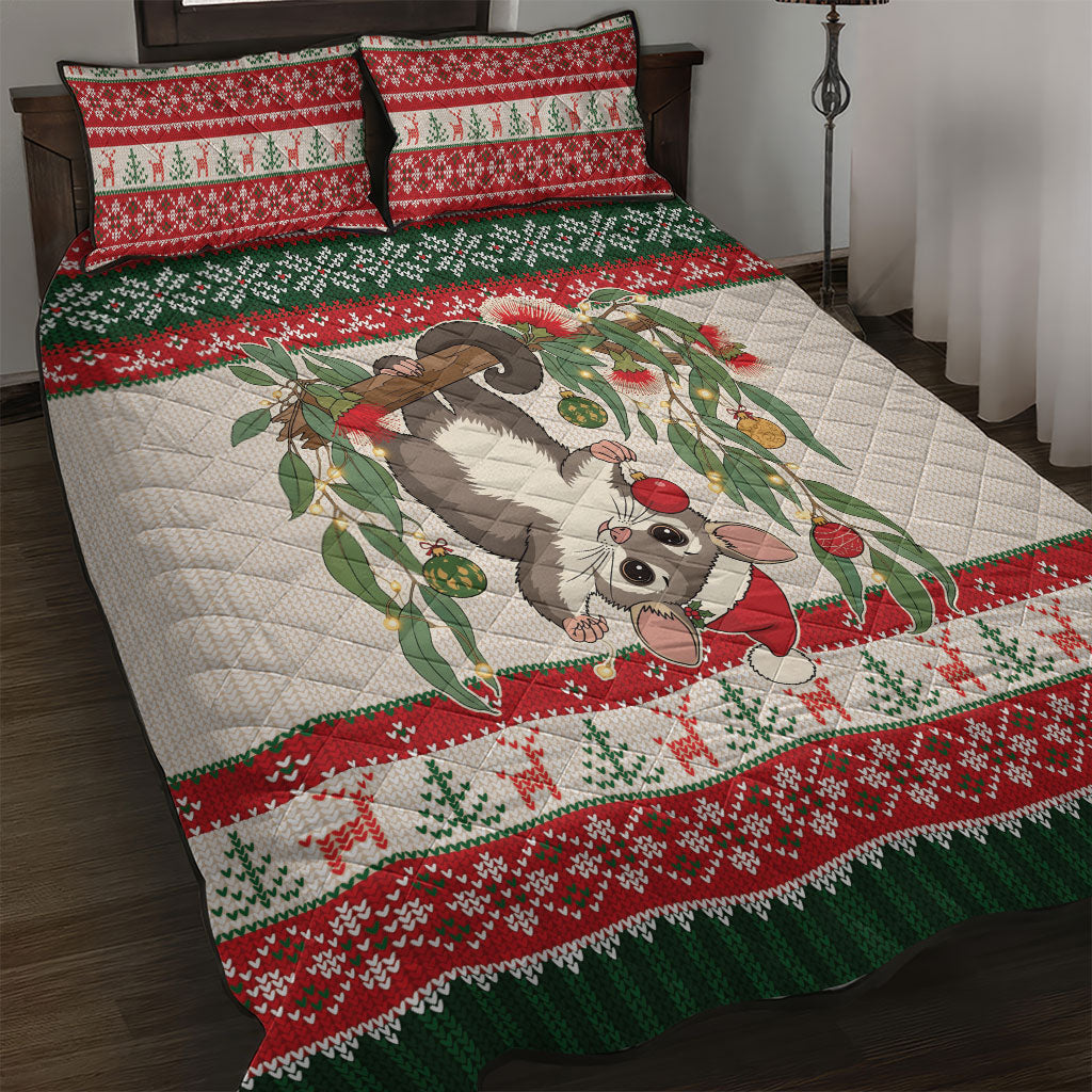 Aussie Sugar Glider Christmas Quilt Bed Set Festive Knitted Pattern Inspired