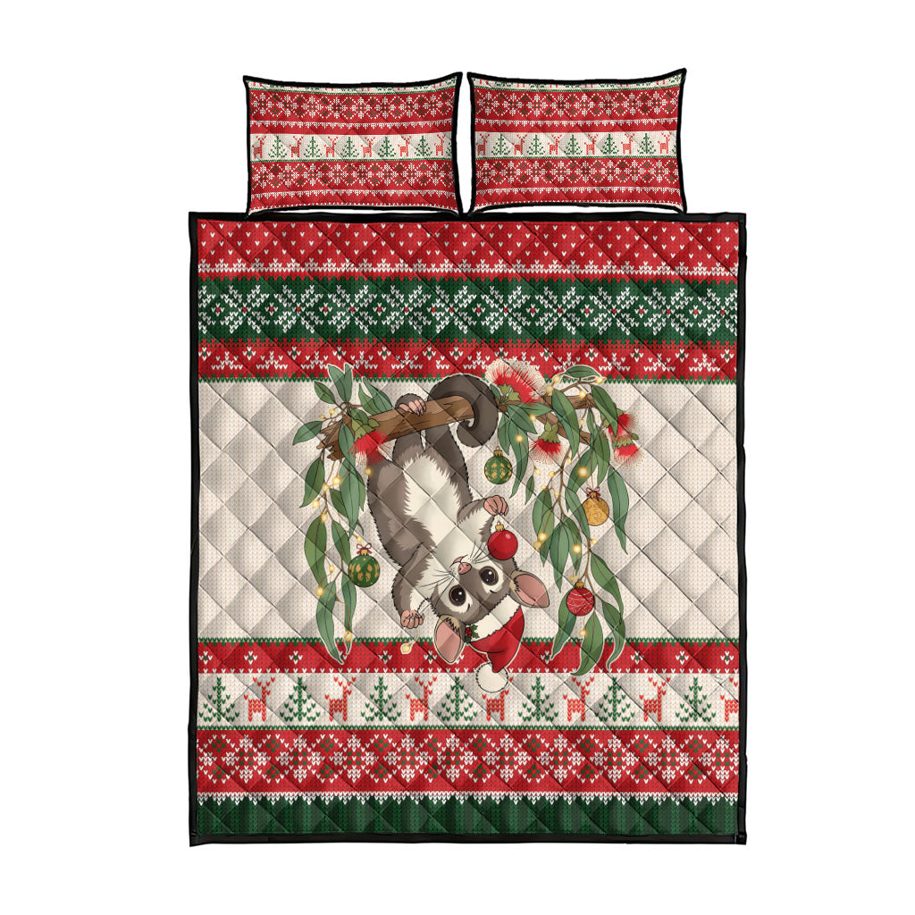 Aussie Sugar Glider Christmas Quilt Bed Set Festive Knitted Pattern Inspired