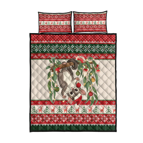 Aussie Sugar Glider Christmas Quilt Bed Set Festive Knitted Pattern Inspired
