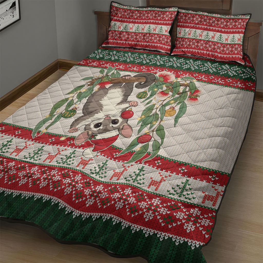 Aussie Sugar Glider Christmas Quilt Bed Set Festive Knitted Pattern Inspired