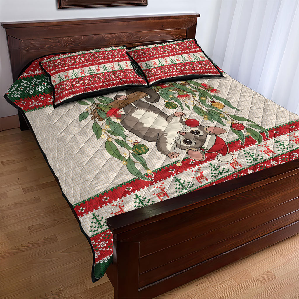 Aussie Sugar Glider Christmas Quilt Bed Set Festive Knitted Pattern Inspired