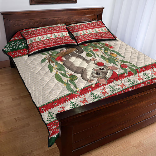 Aussie Sugar Glider Christmas Quilt Bed Set Festive Knitted Pattern Inspired