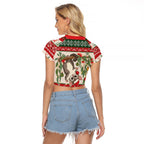 Aussie Sugar Glider Christmas Raglan Cropped T Shirt Festive Knitted Pattern Inspired