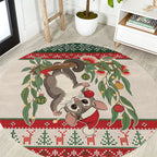 Aussie Sugar Glider Christmas Round Carpet Festive Knitted Pattern Inspired