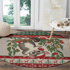 Aussie Sugar Glider Christmas Round Carpet Festive Knitted Pattern Inspired