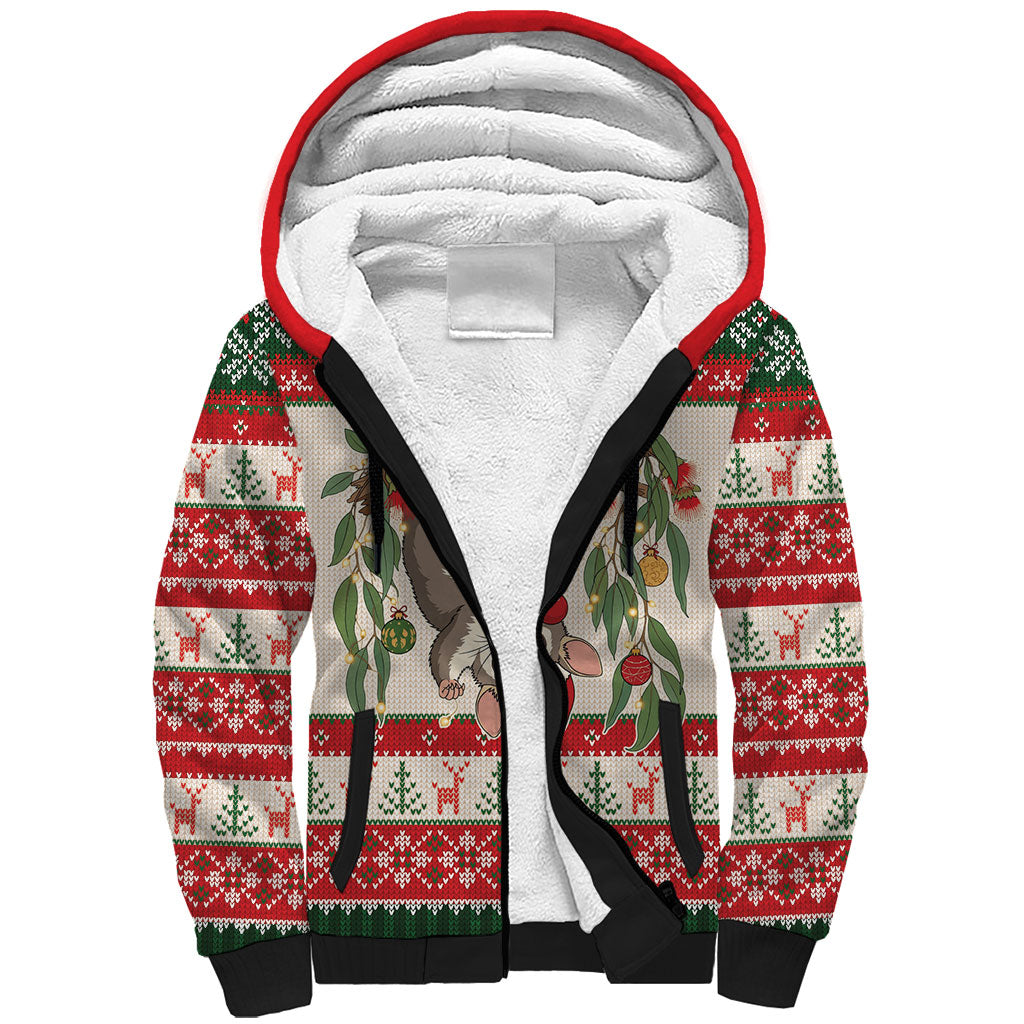 Aussie Sugar Glider Christmas Sherpa Hoodie Festive Knitted Pattern Inspired