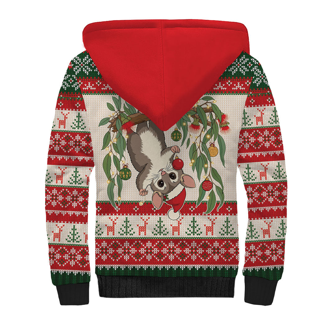 Aussie Sugar Glider Christmas Sherpa Hoodie Festive Knitted Pattern Inspired