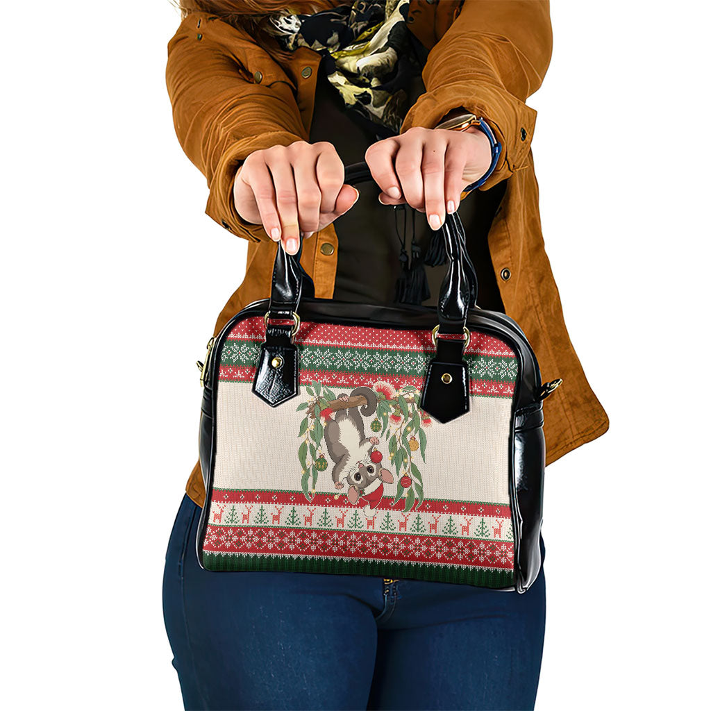 Aussie Sugar Glider Christmas Shoulder Handbag Festive Knitted Pattern Inspired
