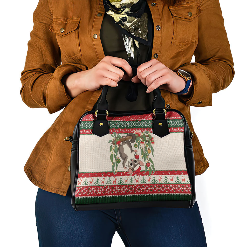 Aussie Sugar Glider Christmas Shoulder Handbag Festive Knitted Pattern Inspired