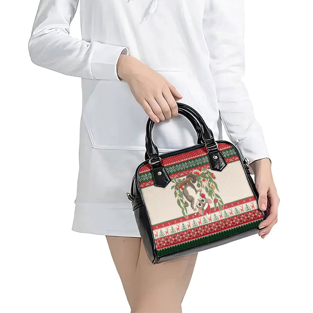 Aussie Sugar Glider Christmas Shoulder Handbag Festive Knitted Pattern Inspired