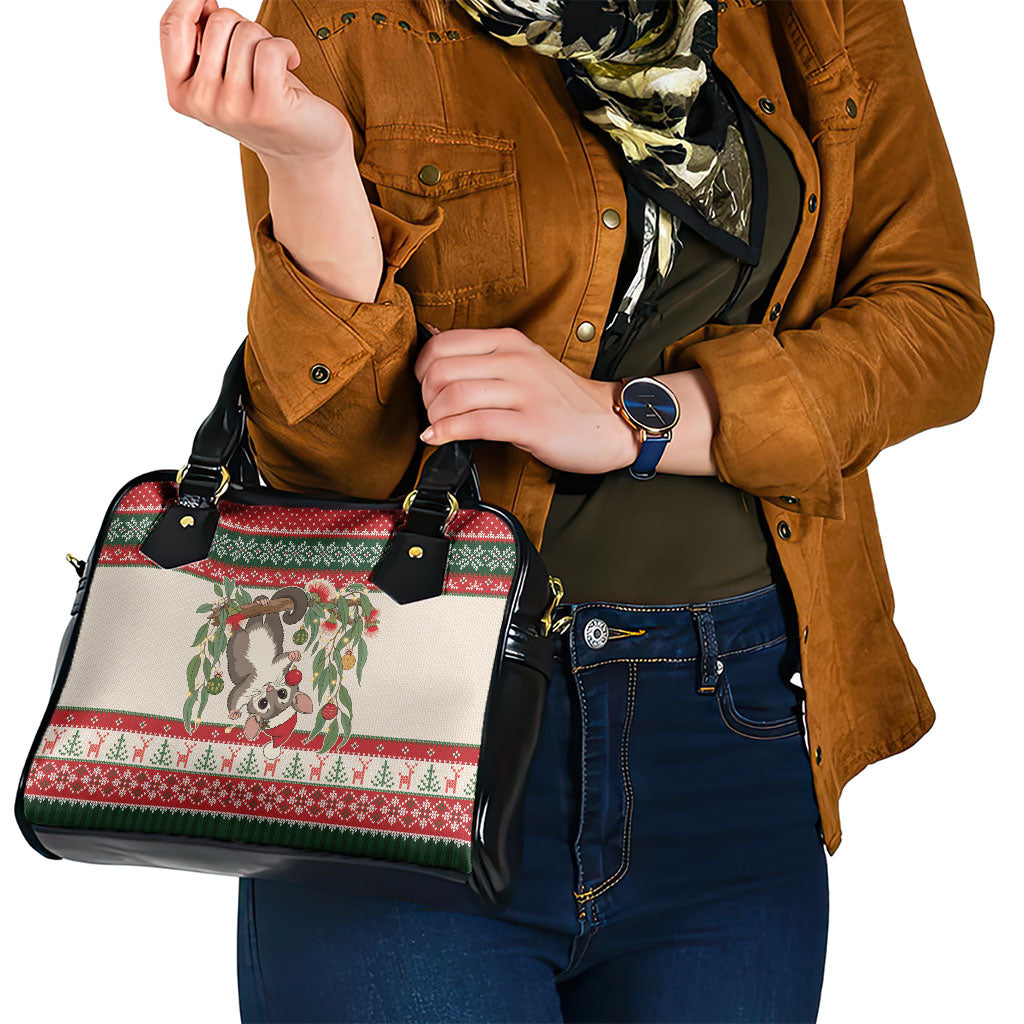 Aussie Sugar Glider Christmas Shoulder Handbag Festive Knitted Pattern Inspired