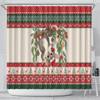 Aussie Sugar Glider Christmas Shower Curtain Festive Knitted Pattern Inspired