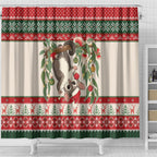 Aussie Sugar Glider Christmas Shower Curtain Festive Knitted Pattern Inspired