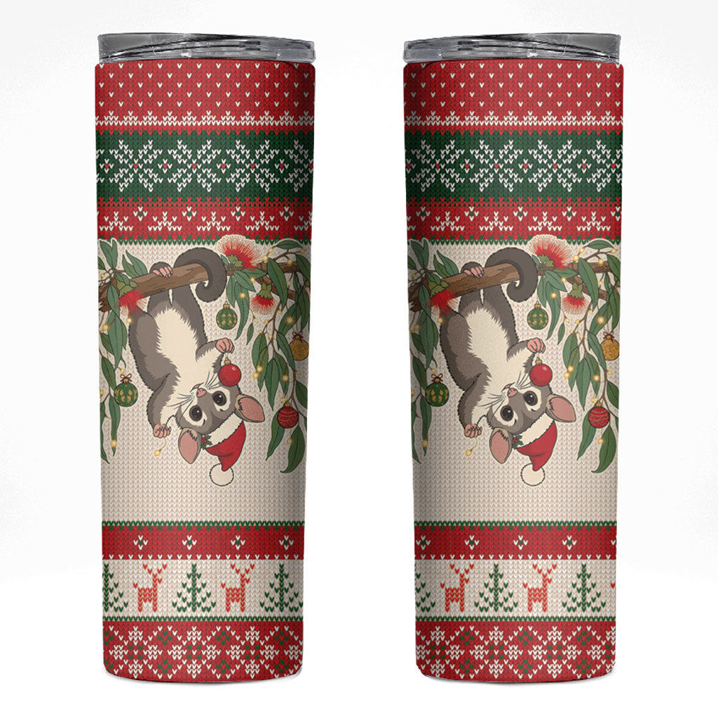 Aussie Sugar Glider Christmas Skinny Tumbler Festive Knitted Pattern Inspired