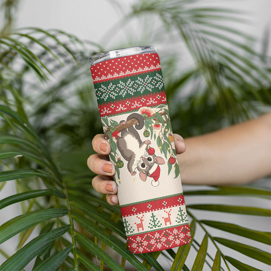 Aussie Sugar Glider Christmas Skinny Tumbler Festive Knitted Pattern Inspired