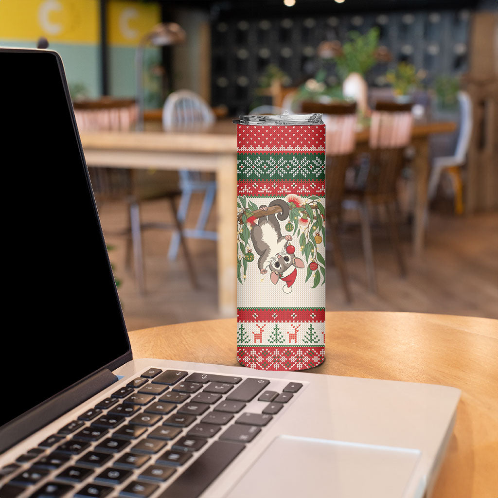 Aussie Sugar Glider Christmas Skinny Tumbler Festive Knitted Pattern Inspired