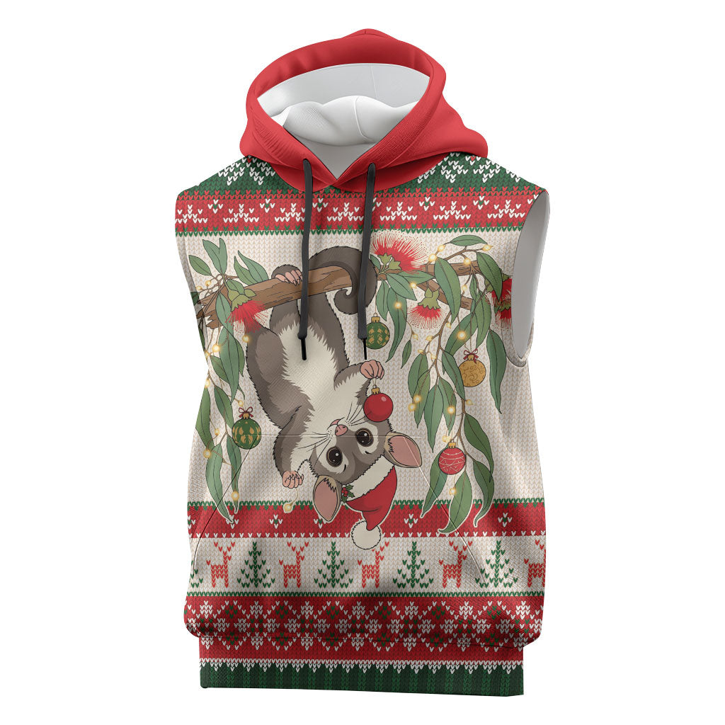 Aussie Sugar Glider Christmas Sleeveless Hoodie Festive Knitted Pattern Inspired