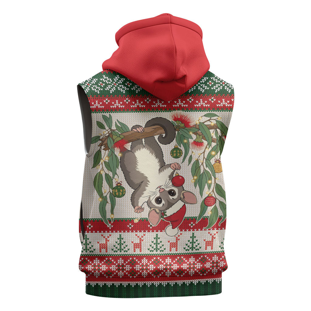Aussie Sugar Glider Christmas Sleeveless Hoodie Festive Knitted Pattern Inspired