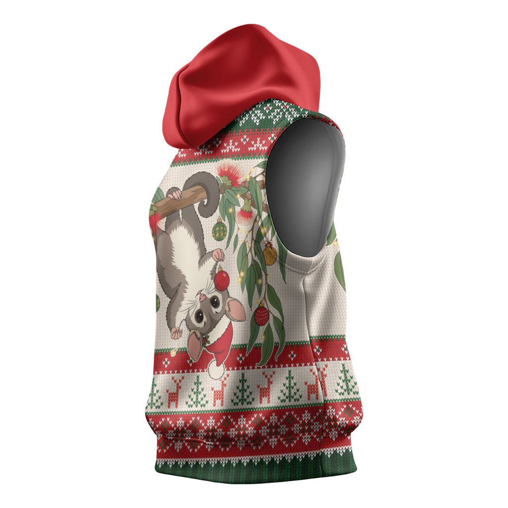 Aussie Sugar Glider Christmas Sleeveless Hoodie Festive Knitted Pattern Inspired