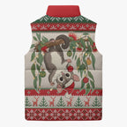 Aussie Sugar Glider Christmas Sleeveless Puffer Jacket Festive Knitted Pattern Inspired
