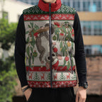 Aussie Sugar Glider Christmas Sleeveless Puffer Jacket Festive Knitted Pattern Inspired
