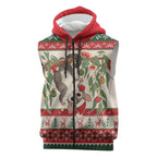 Aussie Sugar Glider Christmas Sleeveless Zip Hoodie Festive Knitted Pattern Inspired