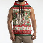Aussie Sugar Glider Christmas Sleeveless Zip Hoodie Festive Knitted Pattern Inspired