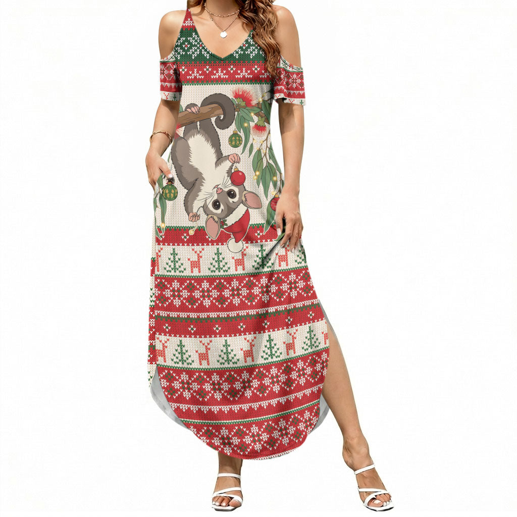 Aussie Sugar Glider Christmas Summer Maxi Dress Festive Knitted Pattern Inspired