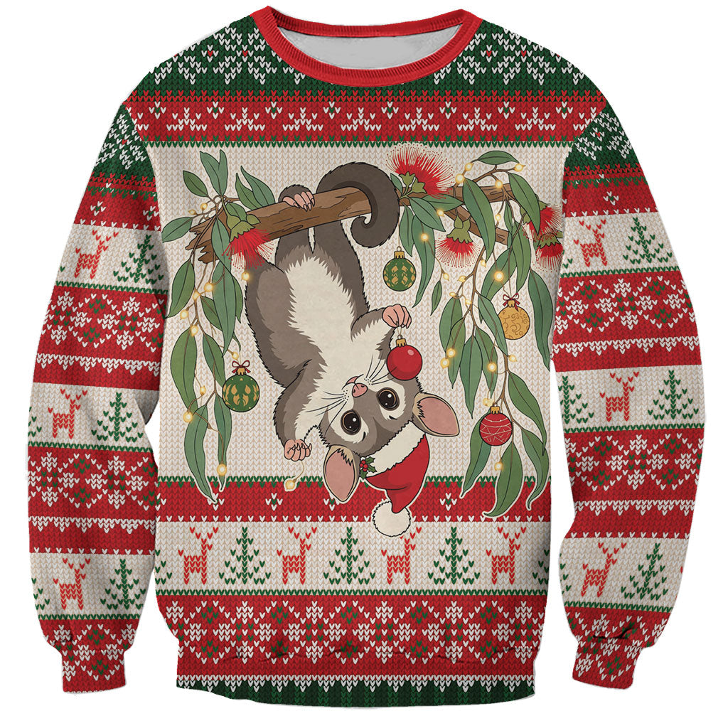 Aussie Sugar Glider Christmas Sweatshirt Festive Knitted Pattern Inspired