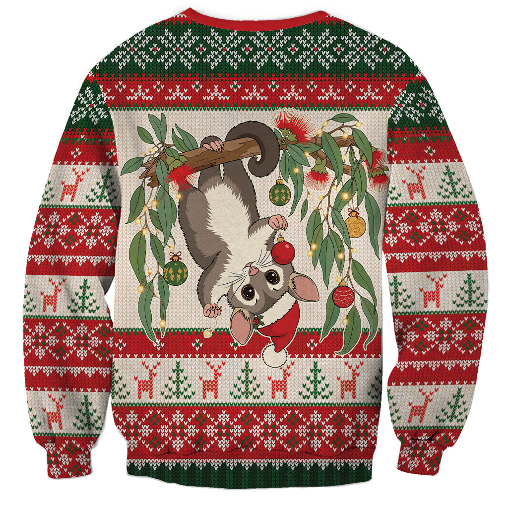 Aussie Sugar Glider Christmas Sweatshirt Festive Knitted Pattern Inspired
