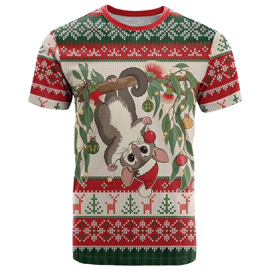 Aussie Sugar Glider Christmas T Shirt Festive Knitted Pattern Inspired