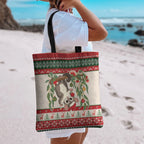 Aussie Sugar Glider Christmas Tote Bag Festive Knitted Pattern Inspired