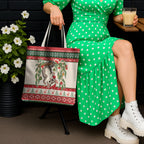 Aussie Sugar Glider Christmas Tote Bag Festive Knitted Pattern Inspired
