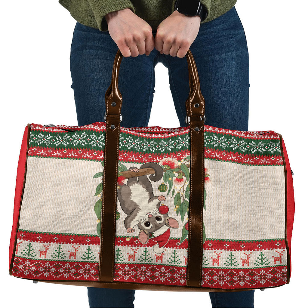 Aussie Sugar Glider Christmas Travel Bag Festive Knitted Pattern Inspired