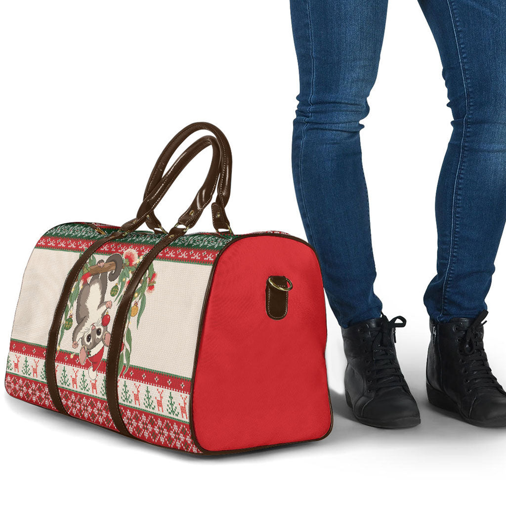 Aussie Sugar Glider Christmas Travel Bag Festive Knitted Pattern Inspired