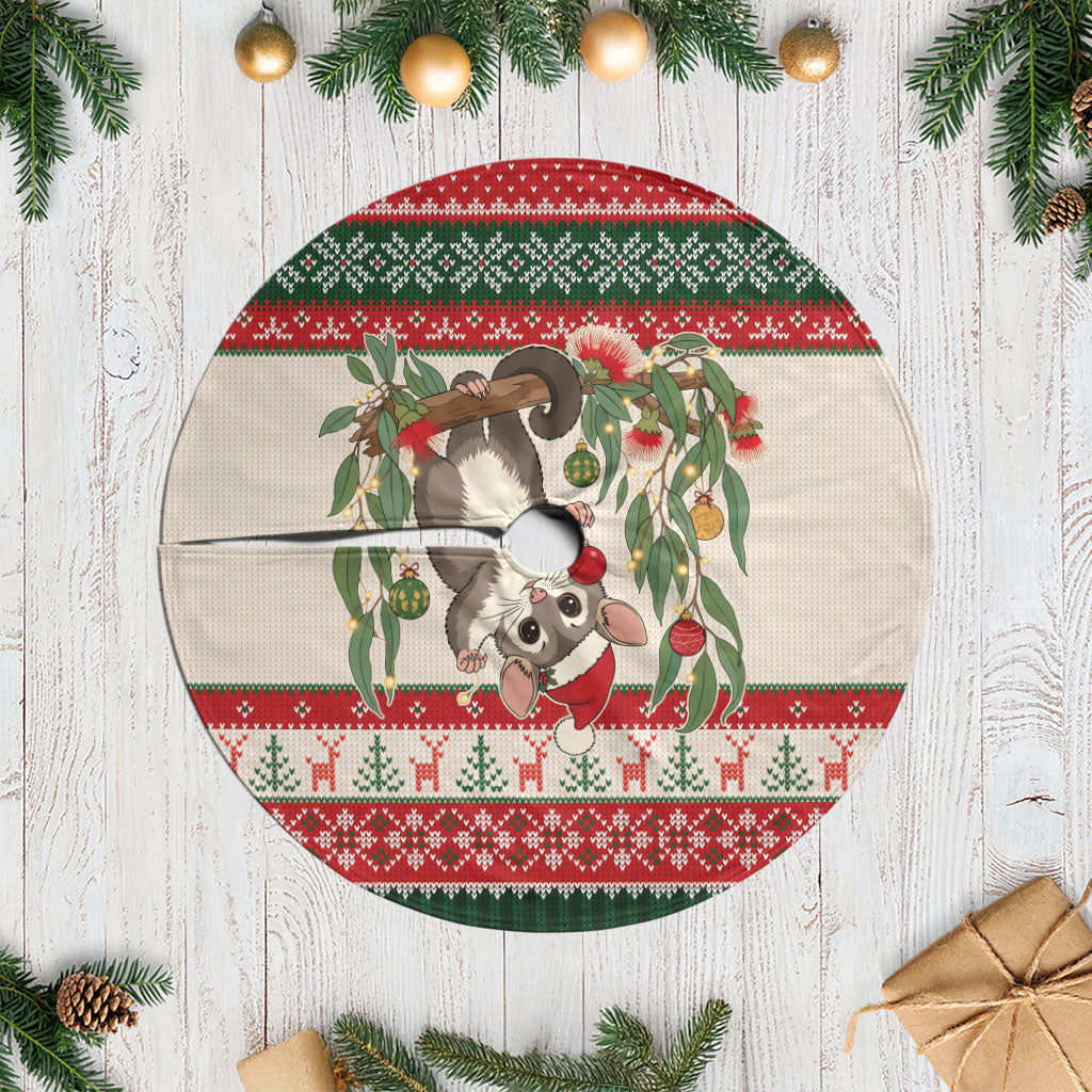 Aussie Sugar Glider Christmas Tree Skirt Festive Knitted Pattern Inspired