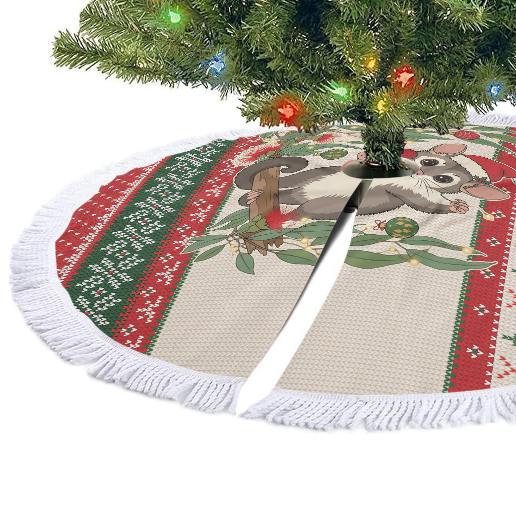 Aussie Sugar Glider Christmas Tree Skirt Festive Knitted Pattern Inspired