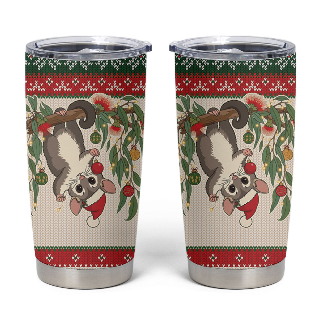 Aussie Sugar Glider Christmas Tumbler Cup Festive Knitted Pattern Inspired