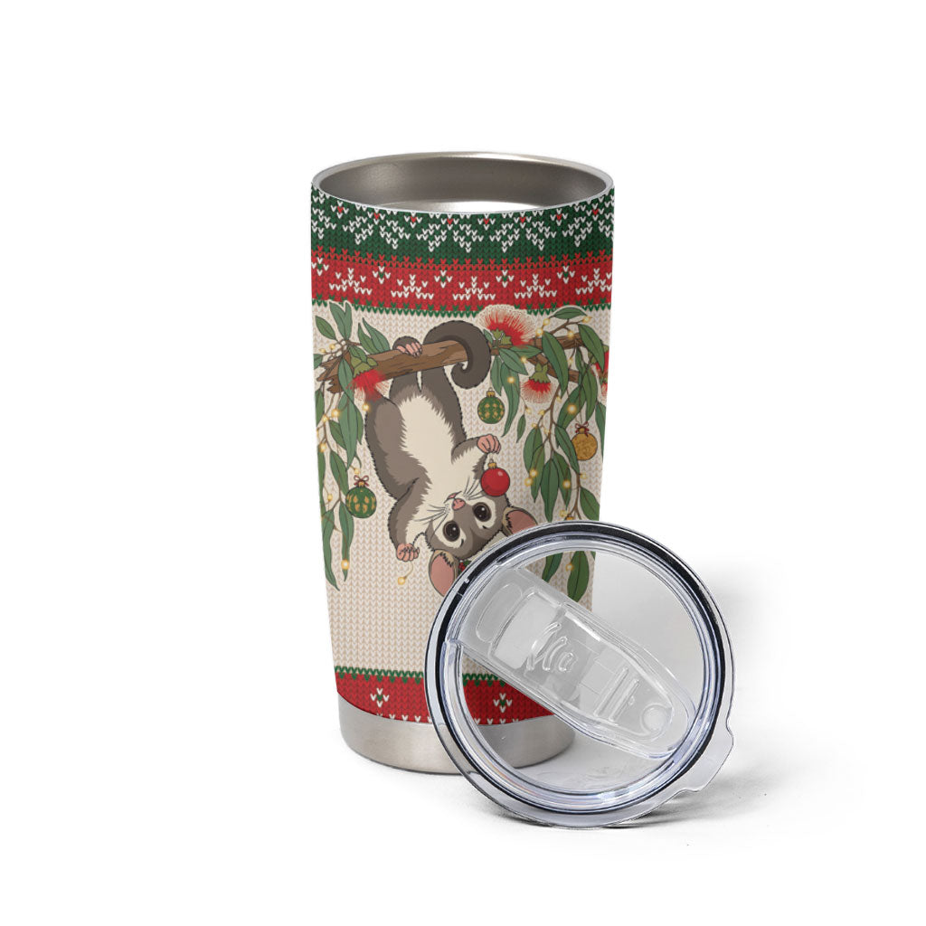 Aussie Sugar Glider Christmas Tumbler Cup Festive Knitted Pattern Inspired