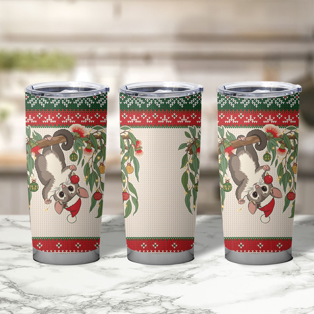 Aussie Sugar Glider Christmas Tumbler Cup Festive Knitted Pattern Inspired