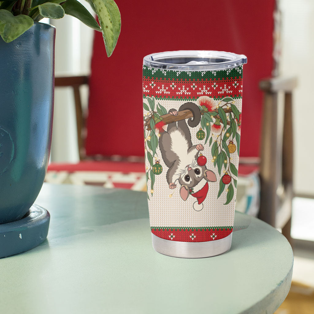 Aussie Sugar Glider Christmas Tumbler Cup Festive Knitted Pattern Inspired